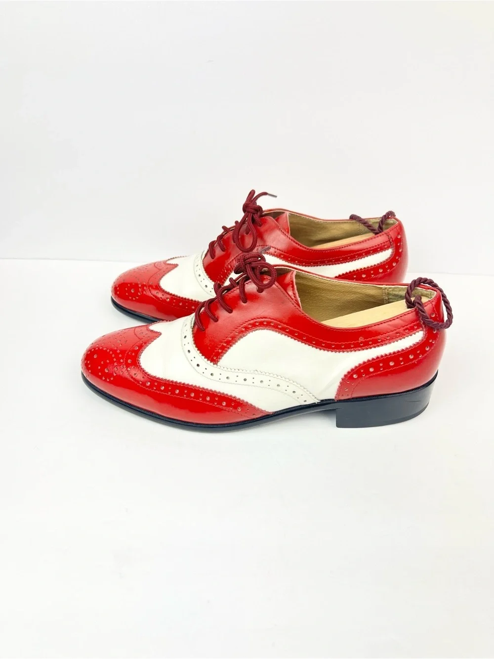 Donato Marrone Wing Tip Classic Red & White Leather Men's Size 7.5 EEE